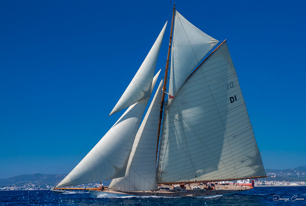 Veler a la badia de Palma de Mallorca. Velero en la bahía de Palma. Spain.